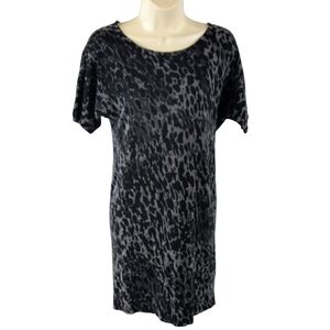 Loft Black And Grey Animal Print Wool Knit Dress